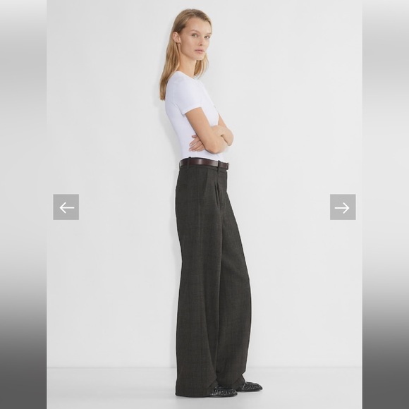 NWT Aritzia Effortless “(re)fined fabric” Sz 0 Gray/Black plaid - Picture 3 of 9